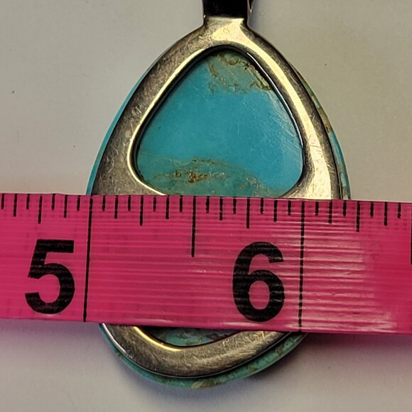 Large Turquoise Pendant Barse 925 Sterling Silver - Picture 9 of 15
